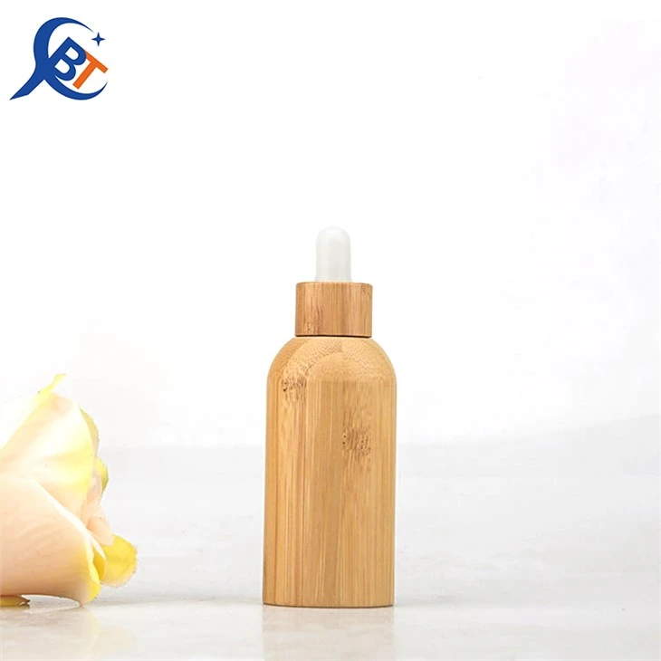 Amber Dropper Bottles With Bamboo Body