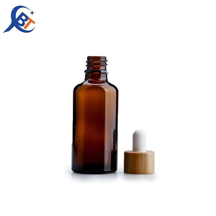 Amber Boston Round Glass Essence Bottle