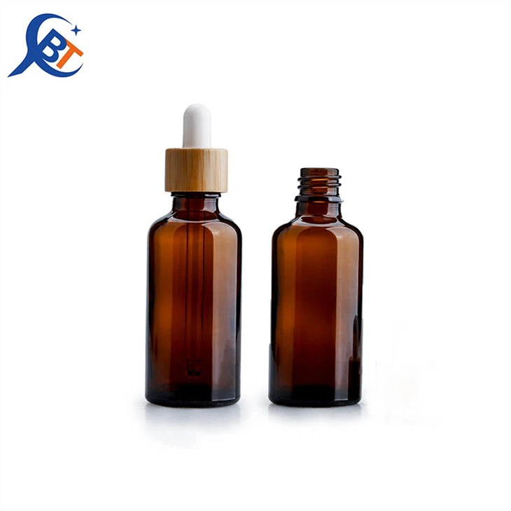 Amber Boston Round Glass Essence Bottle