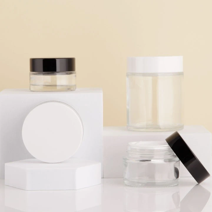 clear glass cream jar