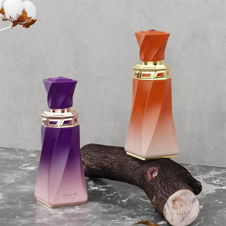 100ml Twisted Gradient Glass Perfume Bottle Empty Arabic Oud Fragrance Packaging Custom Printing OEM factory