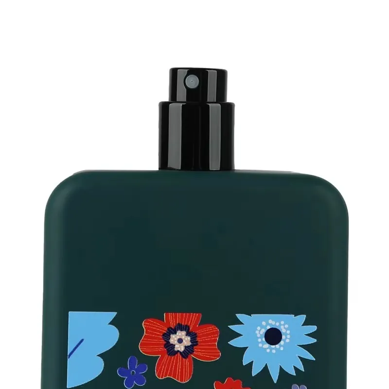 3D Floral Printed Glass Perfume Bottle, 50ml & 107ml Empty Square Fragrance Vial With Cap high quality