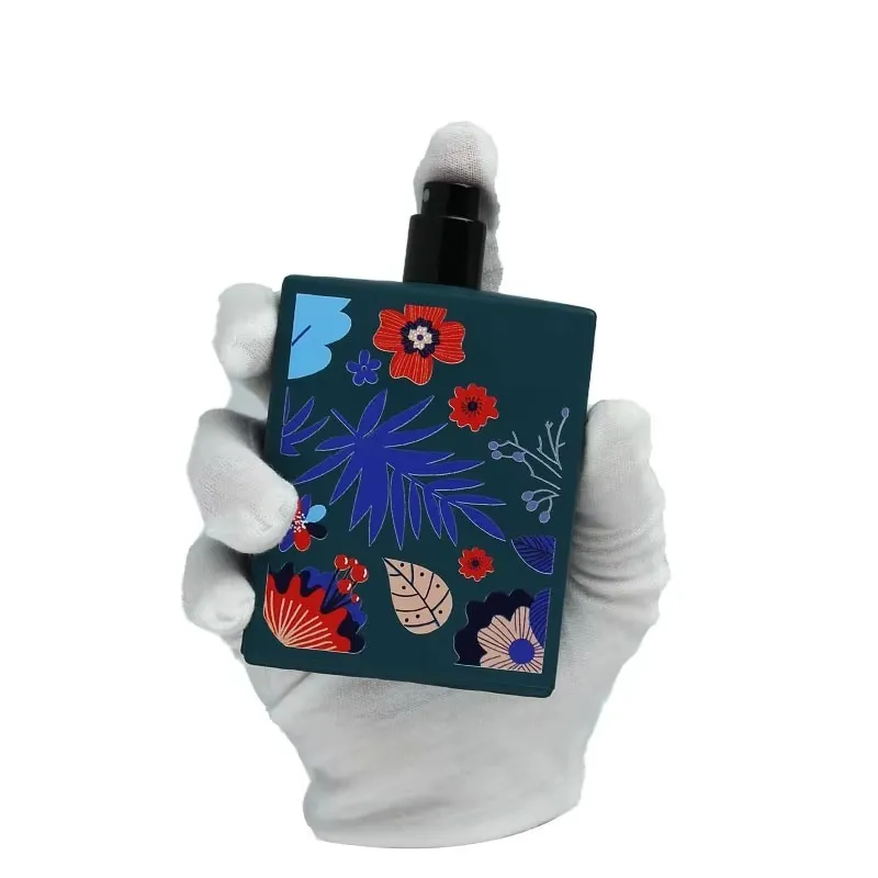 3D Floral Printed Glass Perfume Bottle, 50ml & 107ml Empty Square Fragrance Vial With Cap best