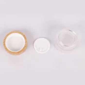 Bamboo Lid Frosted Glass Cosmetic Cream Jar 5g 15g 30g 50g 100g Luxury Clear Skincare Glass Bottle With Wooden Cap price