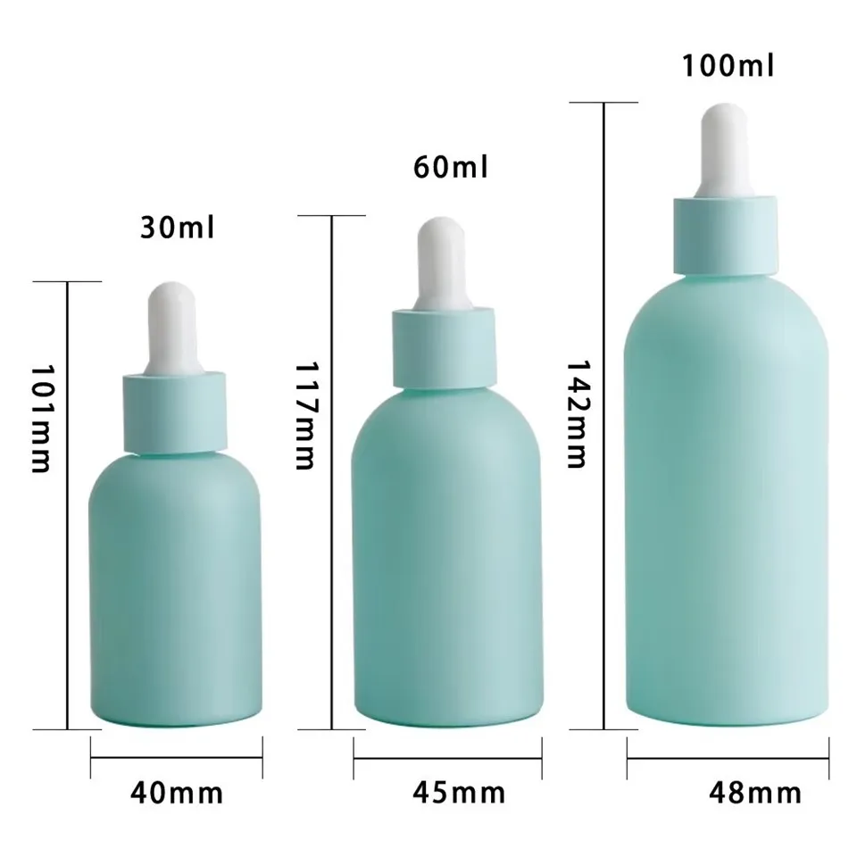 Macaron Color 30ml 1oz Flat Shoulder Glass Dropper Bottle For Essential Oil Empty Frosted Colorful Essence Serum Packaging best