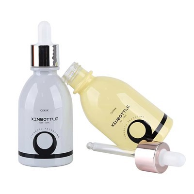 Custom 30ml 50ml Glass Dropper Bottle Round Luxury Serum Essential Oil Bottle For Cosmetic Packaging