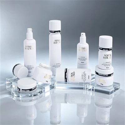 Custom Gold Stamping Matte White Cosmetic Packaging Set Luxury Serum Bottle And Cream Jar