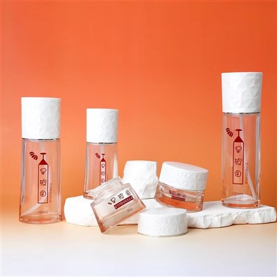Luxury 50ml 100ml Round Glass Bottles Set For Face Cream Lotion Empty Spray Bottle With Airless Pump Custom Cosmetic Packaging