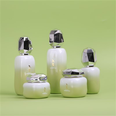 Luxury New Design Cosmetic Packaging Set Glass Bottle With Pump & Glass Cream Jars