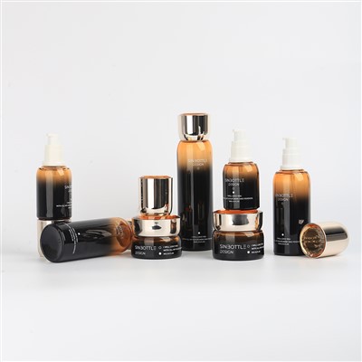 Luxury Gradient Glass Skincare Set Custom Cosmetic Packaging 30g 50g 30ml 40ml 100ml 120ml 150ml Pump Bottle Cream Jar Wholesale