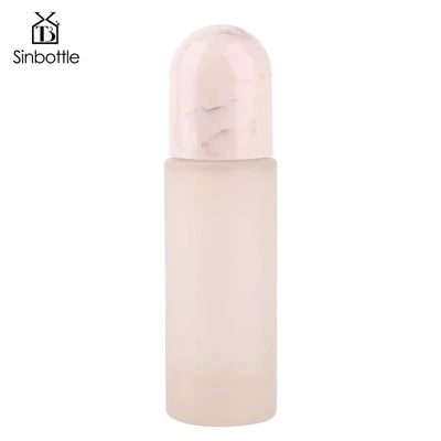 Sinbottle Customized Cosmetic Lotion Pump Straight Round Glass Bottle 30ml Glass Foundation Bottle